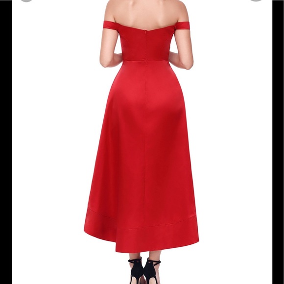 Red High-Low off shoulder - Picture 6 of 8